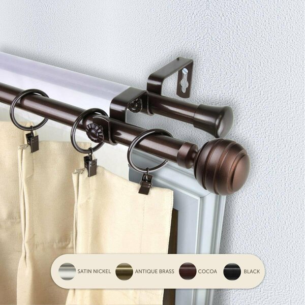 Kd Encimera 0.8125 in. Louise Double Curtain Rod with 28 to 48 in. Extension, Cocoa KD3724044